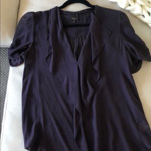 100% silk purple short sleeve top